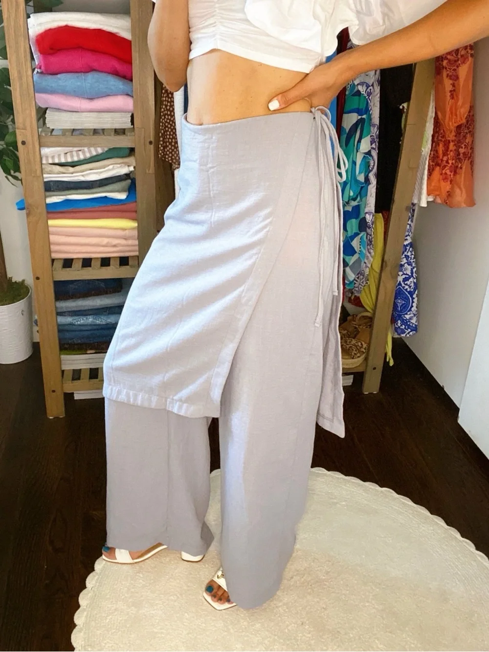 ZARA Gray Wrap Midi Skirt Overlay Pants! 🐦